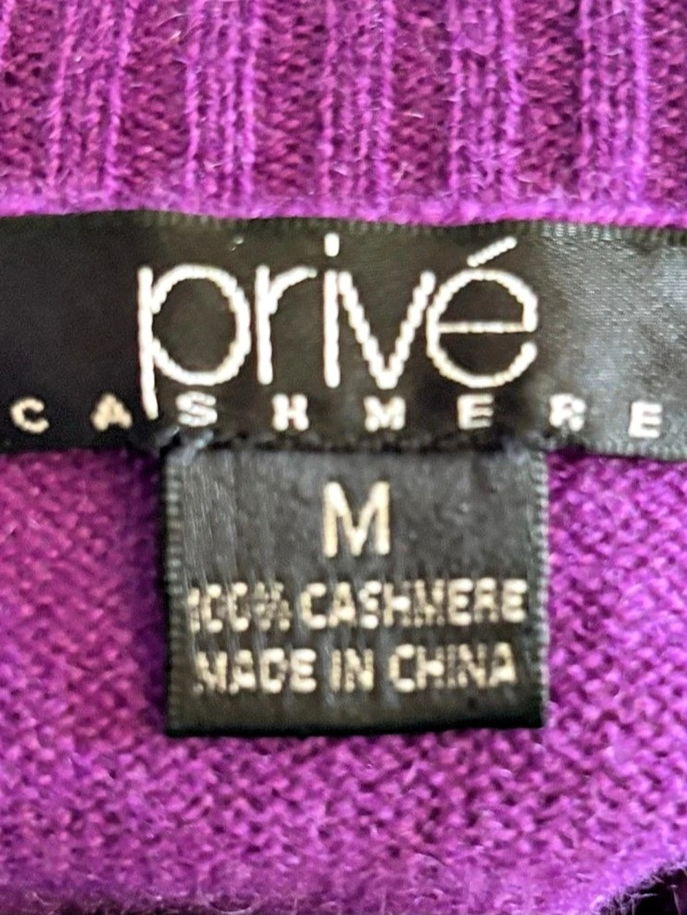 Prive Cashmere Cowl Neck Purple Size Medium Like New - Picture 3 of 3